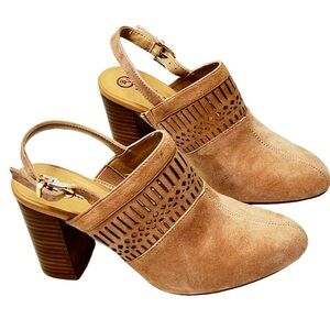 Bella Vita Nude Suede Cut Out Slingback Heels